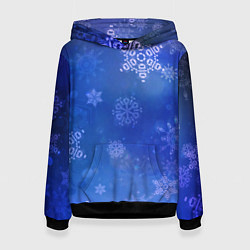 Толстовка-худи женская Декоративные снежинки на фиолетовом, цвет: 3D-черный