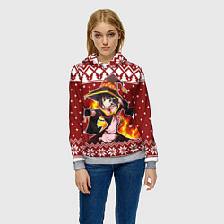 Толстовка-худи женская Мегумин свитер новогодний, цвет: 3D-меланж — фото 2