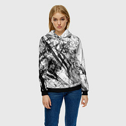 Толстовка-худи женская Чёрно белые узоры, цвет: 3D-черный — фото 2