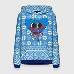 Толстовка-худи женская Huggy Wuggy christmas sweater, цвет: 3D-синий