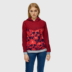 Толстовка-худи женская Расплавленные красные черепа, цвет: 3D-меланж — фото 2