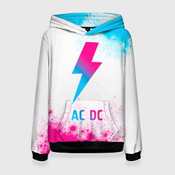 Толстовка-худи женская AC DC neon gradient style, цвет: 3D-черный