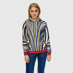 Толстовка-худи женская Струйчатый перламутровый узор, цвет: 3D-красный — фото 2
