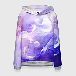 Толстовка-худи женская Белые узоры на абстрактном фиолетовом фоне, цвет: 3D-меланж