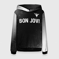 Женская толстовка Bon Jovi glitch на темном фоне посередине