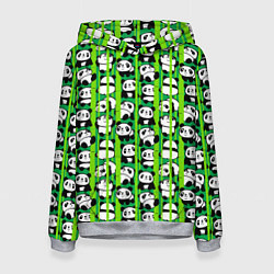 Толстовка-худи женская Мишки панда мультяшные, цвет: 3D-меланж