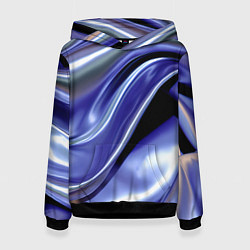 Толстовка-худи женская Синяя вязкая абстракция, цвет: 3D-черный