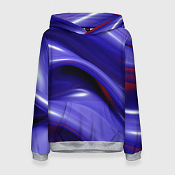 Толстовка-худи женская Фиолетовые абстрактные волны, цвет: 3D-меланж