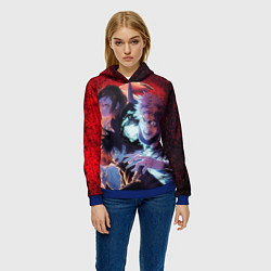Толстовка-худи женская Магическая битва - Итадори Юдзи, цвет: 3D-синий — фото 2