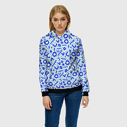 Толстовка-худи женская Синие каракули, цвет: 3D-черный — фото 2