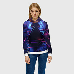 Толстовка-худи женская Неоновый абстрактный треугольник, цвет: 3D-белый — фото 2