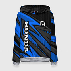Толстовка-худи женская Honda motors - синяя спортивная абстракция, цвет: 3D-меланж