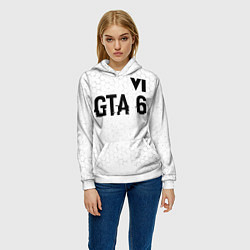 Толстовка-худи женская GTA 6 glitch на светлом фоне посередине, цвет: 3D-белый — фото 2