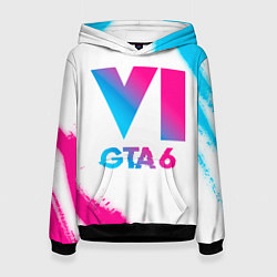 Толстовка-худи женская GTA 6 neon gradient style, цвет: 3D-черный