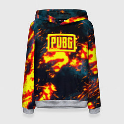 Толстовка-худи женская PUBG огненое лого, цвет: 3D-меланж