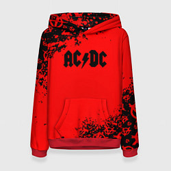 Толстовка-худи женская AC DC skull rock краски, цвет: 3D-красный