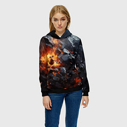 Толстовка-худи женская Взрыв камней и плит, цвет: 3D-черный — фото 2