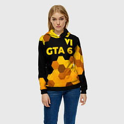 Толстовка-худи женская GTA 6 - gold gradient посередине, цвет: 3D-черный — фото 2