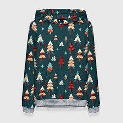 Толстовка-худи женская Треугольные ёлки, цвет: 3D-меланж
