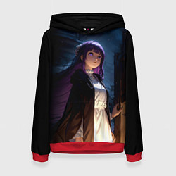 Толстовка-худи женская Ферн темной ночью, цвет: 3D-красный