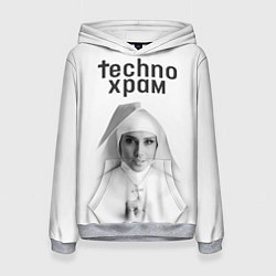 Женская толстовка Techno храм монашка улыбается