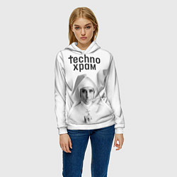 Толстовка-худи женская Techno храм монашка улыбается, цвет: 3D-белый — фото 2