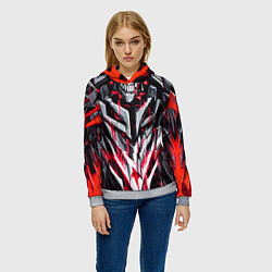 Толстовка-худи женская Красный адский доспех, цвет: 3D-меланж — фото 2