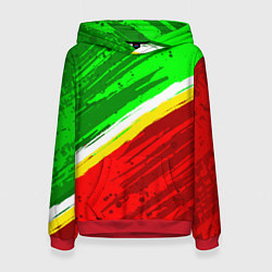 Толстовка-худи женская Расцветка Зеленоградского флага, цвет: 3D-красный
