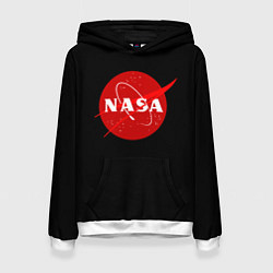 Толстовка-худи женская NASA redlogo space usa, цвет: 3D-белый