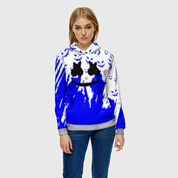 Толстовка-худи женская Marshmello dj blue pattern music band, цвет: 3D-меланж — фото 2