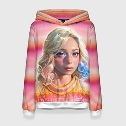 Толстовка-худи женская Энид Синклер - арт и текстура розового свитера, цвет: 3D-белый