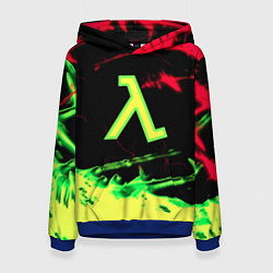 Толстовка-худи женская Half life кислотное лого флейм, цвет: 3D-синий