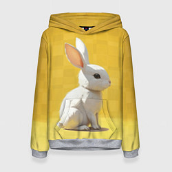 Толстовка-худи женская Белоснежный кролик, цвет: 3D-меланж