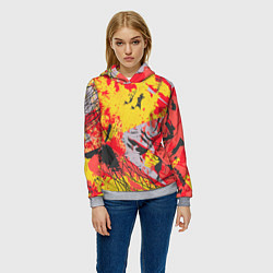 Толстовка-худи женская Abstractionism pattern, цвет: 3D-меланж — фото 2