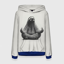 Толстовка-худи женская Ленивиц в позе лотоса, цвет: 3D-синий