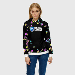 Толстовка-худи женская Rocket League game, цвет: 3D-белый — фото 2