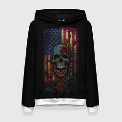 Толстовка-худи женская Skull - USA, цвет: 3D-белый