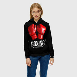 Толстовка-худи женская Boxing Champion, цвет: 3D-черный — фото 2