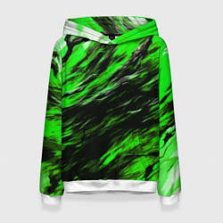Толстовка-худи женская Чёрная и зелёная буря, цвет: 3D-белый