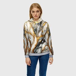 Толстовка-худи женская Мрамор - текстура, цвет: 3D-меланж — фото 2