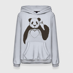 Толстовка-худи женская Panda love art, цвет: 3D-меланж
