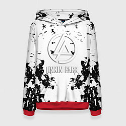 Толстовка-худи женская Linkin park краски лого чёрно белый, цвет: 3D-красный