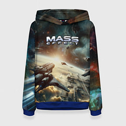 Толстовка-худи женская Масс эффект - космос, цвет: 3D-синий