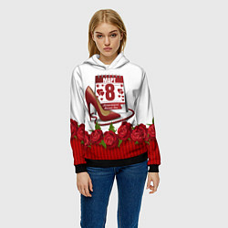 Толстовка-худи женская 8 марта женский день, цвет: 3D-черный — фото 2