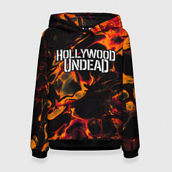 Толстовка-худи женская Hollywood Undead red lava, цвет: 3D-черный