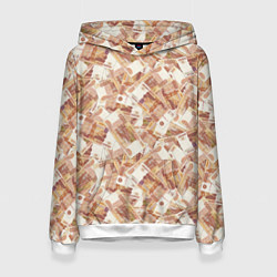 Толстовка-худи женская Деньги - купюры в 5 тысяч рублей, цвет: 3D-белый