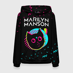 Толстовка-худи женская Marilyn Manson - rock star cat, цвет: 3D-черный