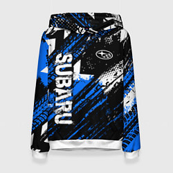 Толстовка-худи женская Subaru - sport style, цвет: 3D-белый