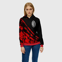 Толстовка-худи женская AC Milan sport grunge, цвет: 3D-красный — фото 2