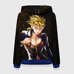 Толстовка-худи женская Джорно Джованна на фоне звездочек из ДжоДжо, цвет: 3D-синий